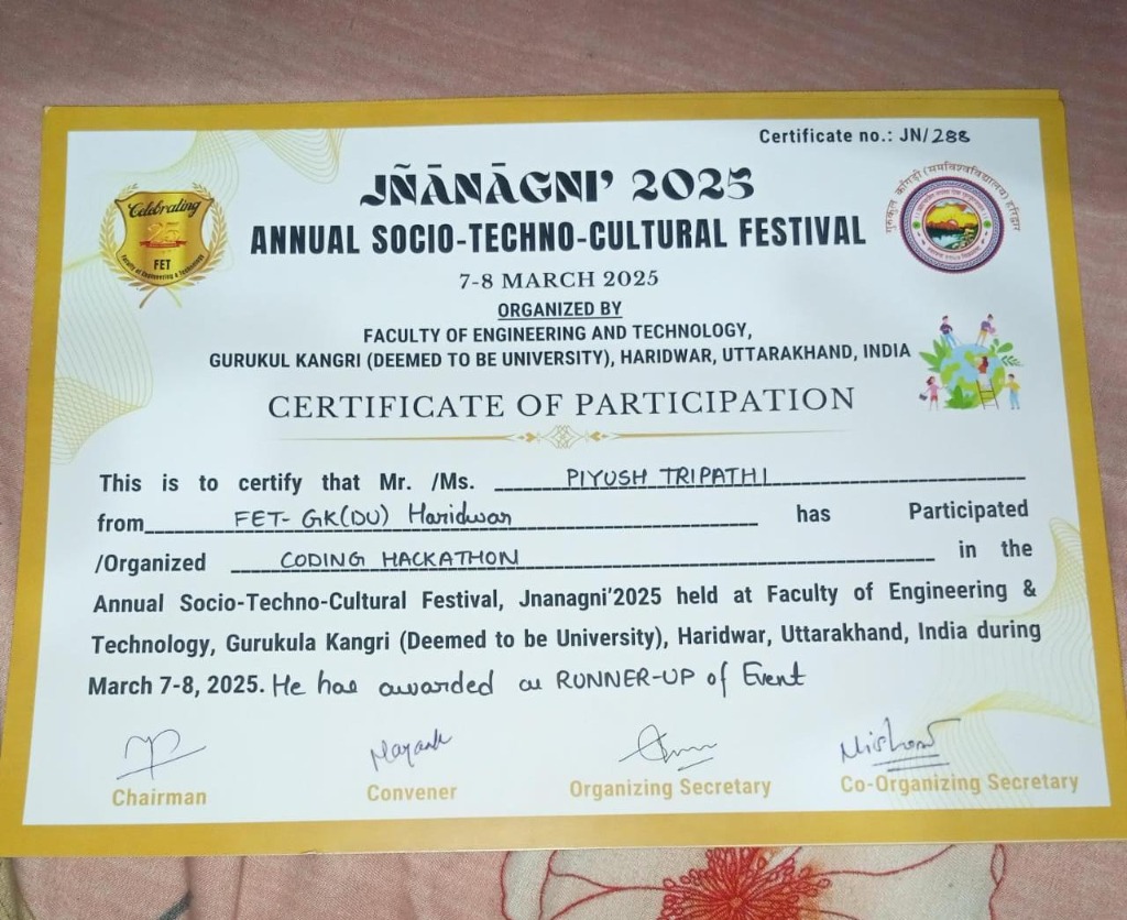 Jnanagni 2025 — Coding Runner-Up