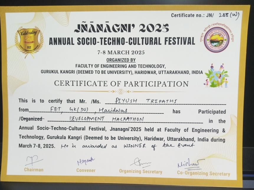 Jnanagni 2025 — Development Winner